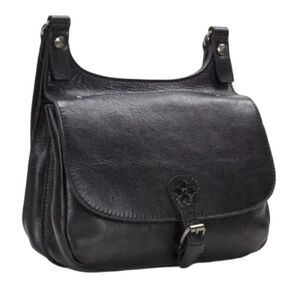 Patricia Nash London Black Smooth Leather Saddle Bag Shoulder Bag Crossbody Bag